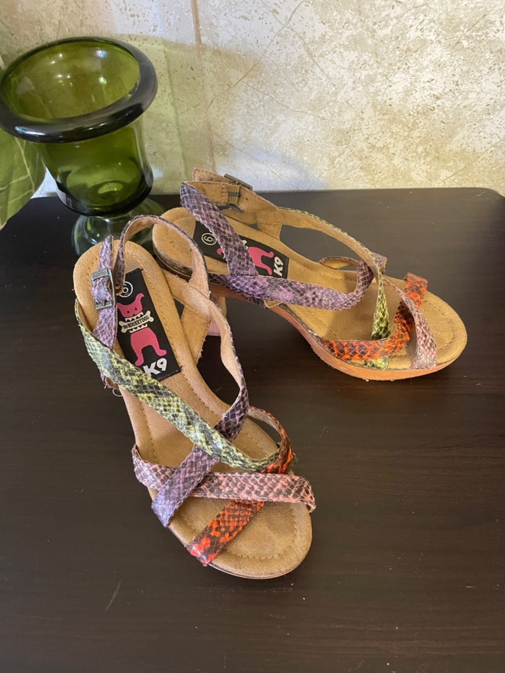 Rocket Dog Multi-Color Snakeskin Strappy Wedge Sandals 4” heel